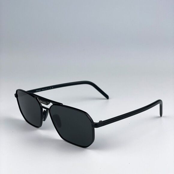 Prada PR58YS 1AB5S0 Sunglasses Black Dark Grey Pilot Metal Unisex - Picture 10 of 13